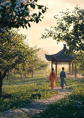 Two Figures in a Garden