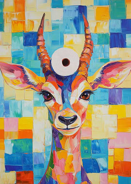 Colorful Gazelle with Toilet Paper