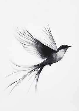 Black and White Bird in Flight