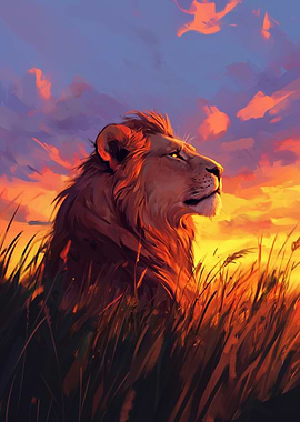 Lion at Sunset
