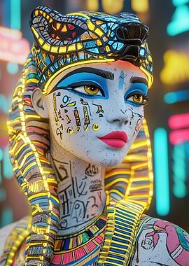 Egyptian Queen in Neon Lights
