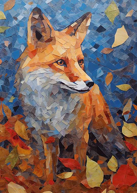 Fox in Autumn Leaves
