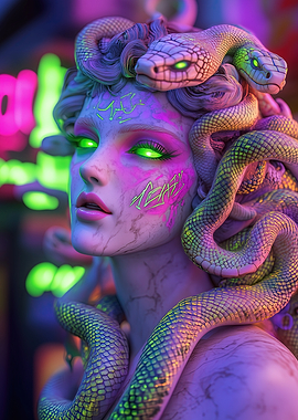 Medusa Neon Art
