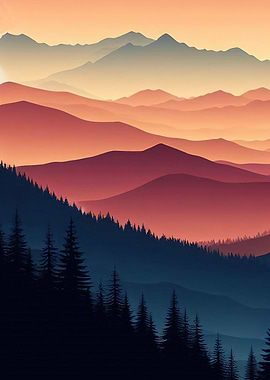 Mountain Range Sunset