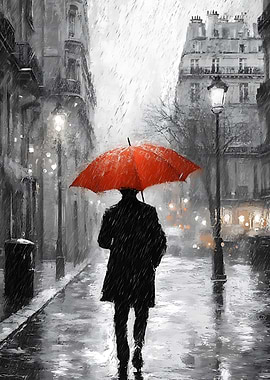 Rainy Parisian Street