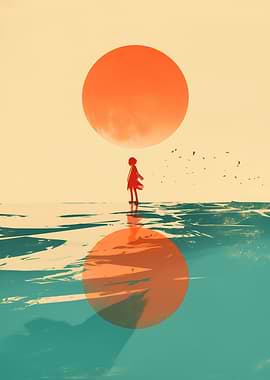 Silhouette Under a Red Sun