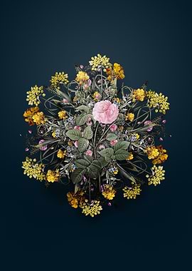 Floral Pink Agatha Rose Wreath Arrangement on Blue