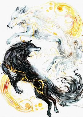 Black and White Wolves