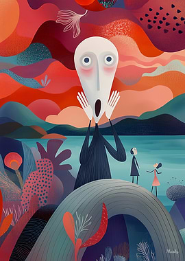 Modern Abstract Scream: Vibrant Artistic Twist