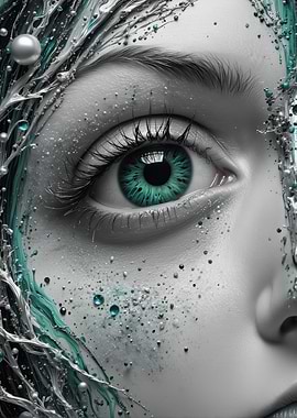 Close-up Eye with Teal Makeup