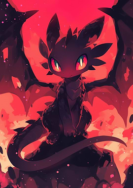 Black Dragon with Red Eyes