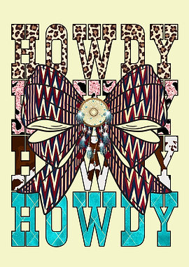 Pink Turquoise Howdy Bow Graphic