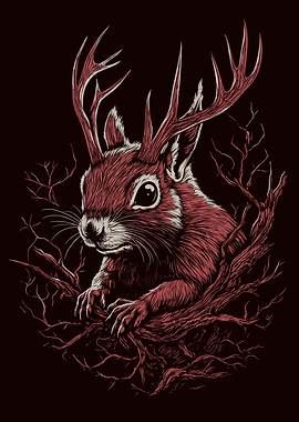 Squirrel with Antlers