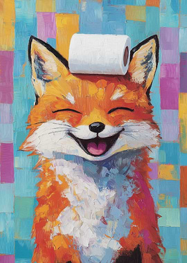 Smiling Fox with Toilet Paper