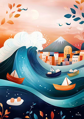 The Great Wave Reimagined: Modern Elegance