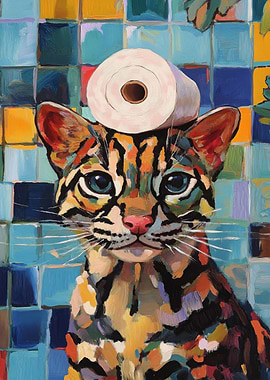 Cat with Toilet Paper