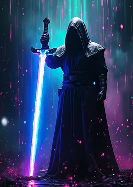 Shrouded Warrior with Luminous Blade