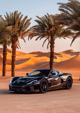 Black Sports Car in Desert