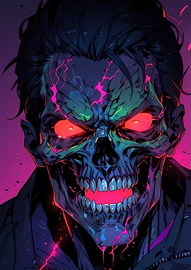 Neon Skull Portrait zombie