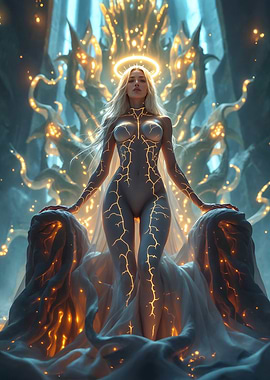 Angelic Figure with Golden Veins