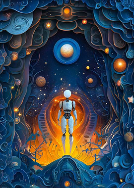 Robot Exploring Surreal World