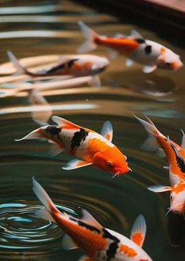 Koi Fish in Pond