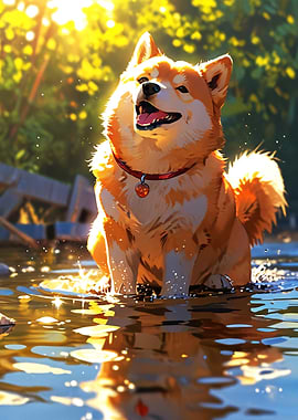Shiba Inu in Water