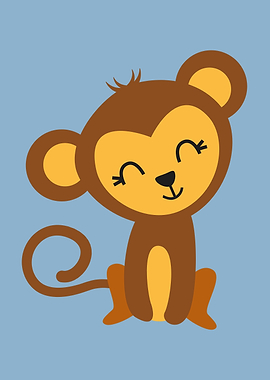 Cute Monkey Nursery Illustration