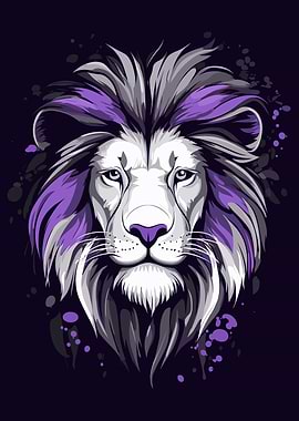 Purple Lion Portrait