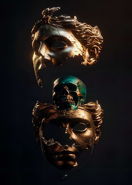 Golden Masks and Skull