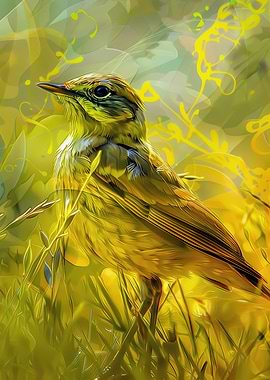 Yellow Bird in Grass