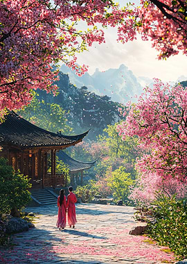 Cherry Blossom Path in China