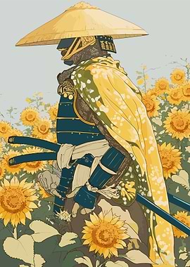 Samurai in Sunflower Field