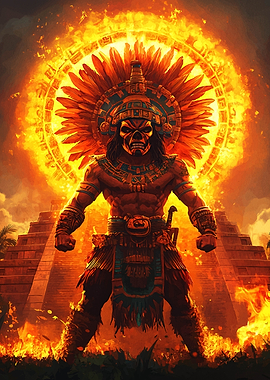 Aztec Warrior in Flames