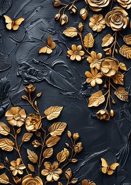 Abstract Gold Floral