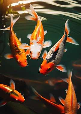 Koi Fish in Pond