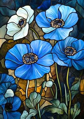 Stained Glass Poppies