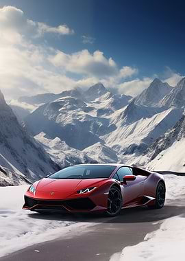 Red Lamborghini Mountains