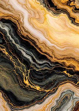 Abstract Gold and Black Marble Texture
