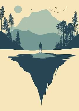 Silhouette of Man in Nature