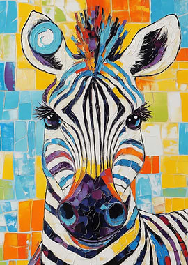 Colorful Zebra Painting