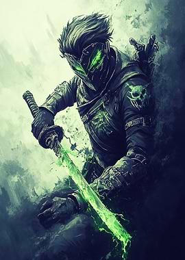 Dark Green Samurai Warrior