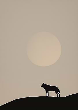 Wolf Silhouette Under Sun