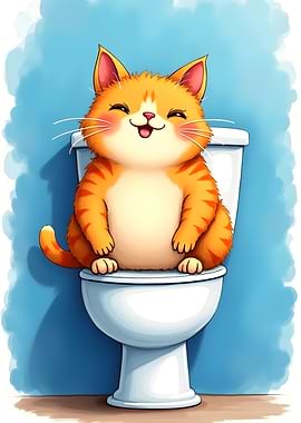 Cat on Toilet