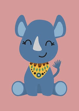 Cute Rhino Illustration Nursery