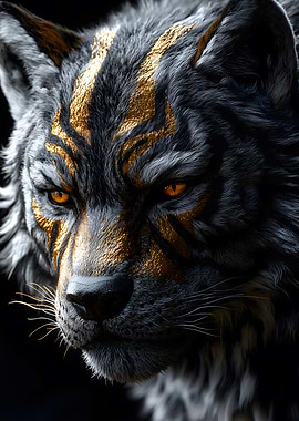 Golden Wolf Portrait Animal