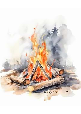 Watercolor Campfire