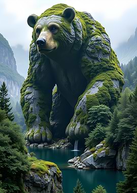 Stone Bear in Forest
