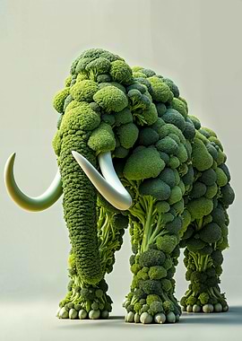 Broccoli Sculpture of a Mammoth 3D