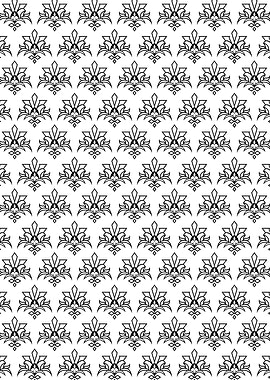 Batik Riau Black and White Floral Pattern